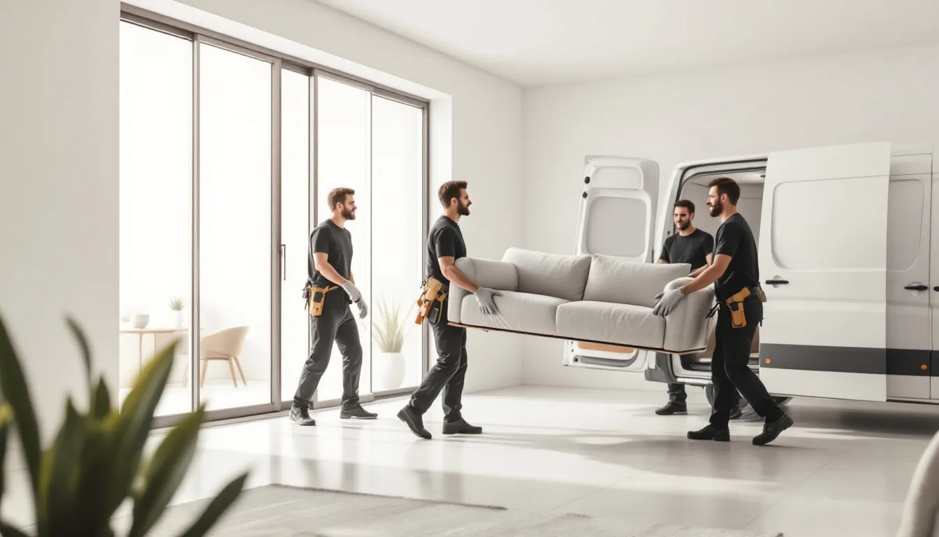 Ein Bild, das den Ablauf der Möbeleinlagerung mit Abholung veranschaulicht.